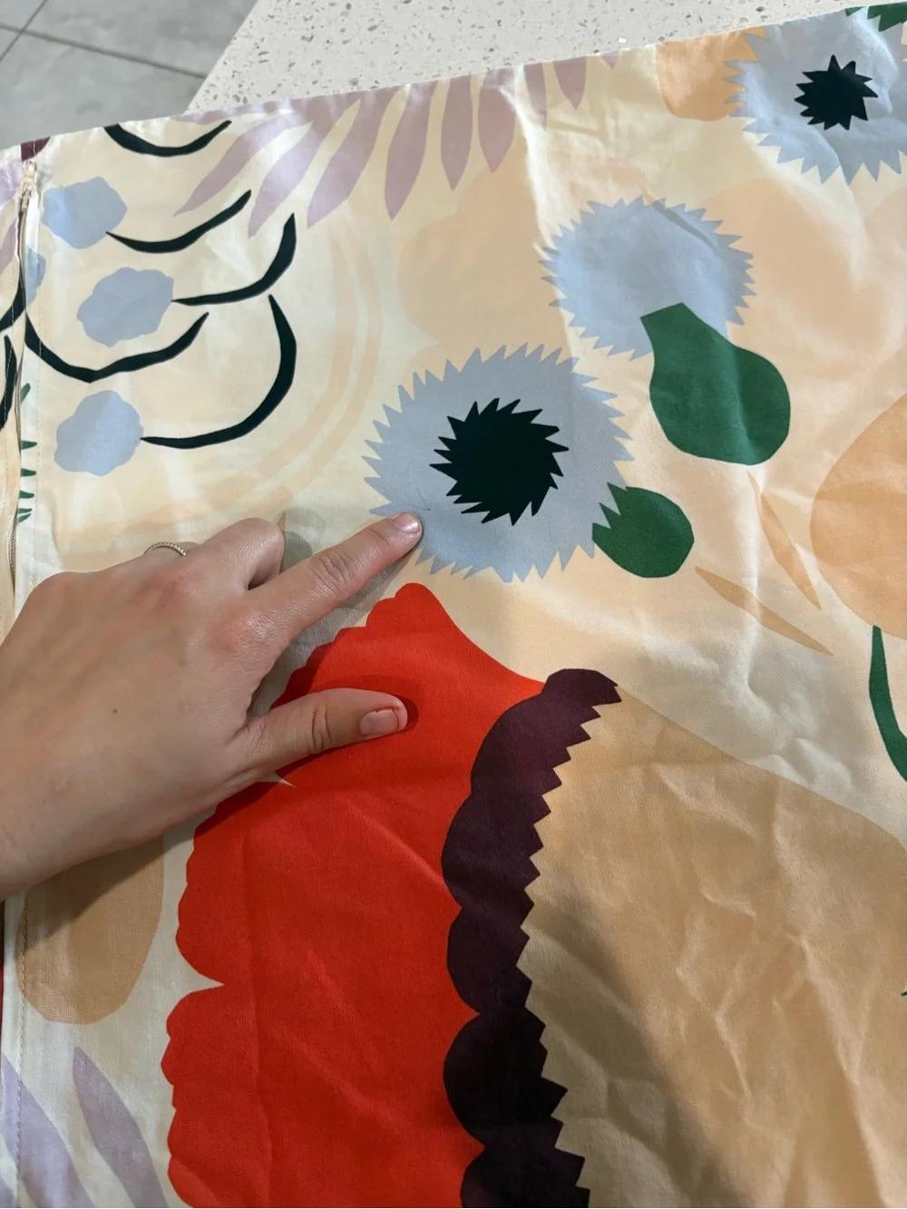 Marimekko cushion cover Floral Sunburst Square in Yellow, Green & Pink